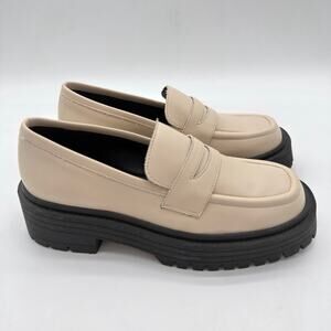 Svegan Mask Vegan Leather Platform Lug Chunky Preppy Loafer Cream 38 US 7.5